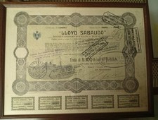 Certificato azionario lloyd usato  Gussago