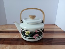 Chaleira de chá esmaltada floral porcelana 2,5 qt cabo de madeira 1987 Alfay Sweet Dream comprar usado  Enviando para Brazil