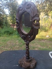 Espelho de penteadeira vintage de madeira esculpida feito à mão arte popular comprar usado  Enviando para Brazil