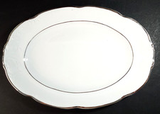 Usado, Prato oval Walbrzych porcelana branca acabamento platina vintage Polônia 9" X 2,5" comprar usado  Enviando para Brazil