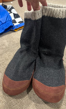 Meia chinelo de couro Acorn original masculina grande 10,5 11,5, usado comprar usado  Enviando para Brazil