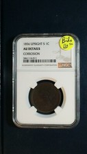 Moeda de 1 centavo 1856 cabelo trançado centavo grande NGC AU VERTICAL FIVE PREÇO PARA VENDER! comprar usado  Enviando para Brazil