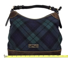 Dooney & Bourke relógio preto verde tartan xadrez bolsa de ombro couro marrom camurça comprar usado  Enviando para Brazil