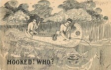 Cartão postal 1907 casal romântico canoa pesca viciado 25-4526 comprar usado  Enviando para Brazil