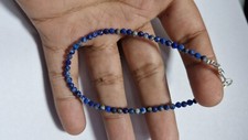 Lapislazzuli Gemma 3 MM Perline Rotonde 925 Argento 7 " Corda Cating comprar usado  Enviando para Brazil