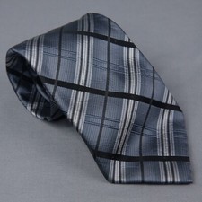 Gravata masculina Kenneth Cole azul preta cinza listras de seda comprar usado  Enviando para Brazil