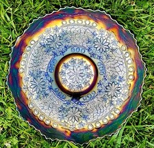 FENTON CARNAVAL VIDRO ELÉTRICO ELÁSTICO UAU IRIDESCÊNCIA FOLHA AZUL PLACA CORRENTE  comprar usado  Enviando para Brazil