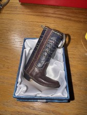 Bota caubói de couro em miniatura, chaveiro equestre 3” de altura, 2” pé longo comprar usado  Enviando para Brazil