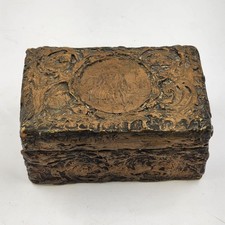 Caixa de bugigangas de madeira esculpida à mão 6 x 4 imagem de casal americano antigo vintage comprar usado  Enviando para Brazil