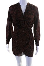 Mini vestido feminino LPA chiffon estampa de zebra manga longa mergulho marrom tamanho 2XS comprar usado  Enviando para Brazil