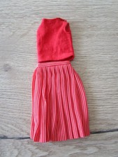 Jupe plissé en tissu rouge et blanc + Haut rouge  Vintage  Barbie MATTEL "" na sprzedaż  Wysyłka do Poland