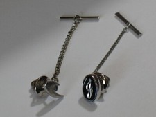2~ Vintage Inicial "J" Tie Tack Pin y Estabilizador de Cadena NUEVO SIN ETIQUETAS ~ BONITO segunda mano  Embacar hacia Mexico