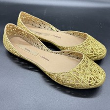 Melissa+Campana Papel Balé Plano Dourado Glitter Metálico Biqueira Redonda Tamanho 7 Ziguezague comprar usado  Enviando para Brazil