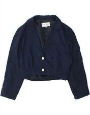 Jaqueta bolero feminina PROFILO padrão abstrato IT 46 grande azul marinho seda CM11 comprar usado  Enviando para Brazil