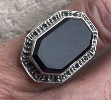 Anel antigo marquesa em prata conjunto com ônix octogonal preto tamanho 59 comprar usado  Enviando para Brazil