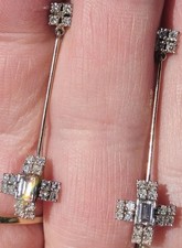 Brincos de gota de diamante 18k/14k WG 0,83 cts, costas de parafuso vintage feitas sob medida, usado comprar usado  Enviando para Brazil