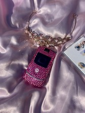 Telefone flip personalizado rosa strass Motorola Razr V3 – Y2K, Paris Hilton Vibes 💖 comprar usado  Enviando para Brazil