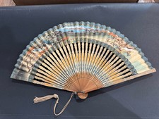 Ventilador de mão vintage pintado à mão cena da montanha comprar usado  Enviando para Brazil