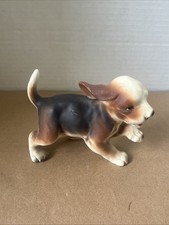 Boneco vintage de cerâmica Beagle filhote brincalhão branco bronzeado 4" Japão. Estate comprar usado  Enviando para Brazil