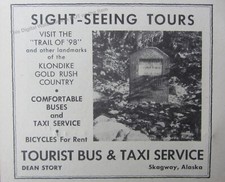 1946 Publicidade Serviço de Ônibus Turístico e Táxi Dean Story Sight Seeing Tours Skagway Alaska , usado comprar usado  Enviando para Brazil