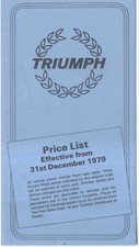 Triumph price list for sale  BATLEY