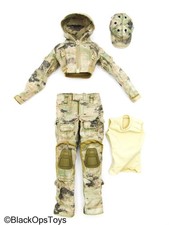 Brinquedo atirador afiado escala 1/6 - conjunto de uniforme de combate feminino camuflado bronzeado pixelado comprar usado  Enviando para Brazil
