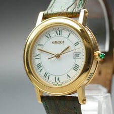 [Exc+5] Vintage GUCCI 7200M 34mm Verde Mostrador Branco Data Qz Relógio Masculino Do JAPÃO, usado comprar usado  Enviando para Brazil