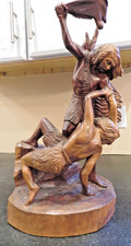 Escultura grande vintage de madera tallada a mano Sansón y los filisteos 19" segunda mano  Embacar hacia Mexico