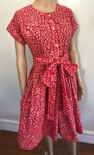 Vestido SIKA Fit & Flare tamanho 8 vermelho boho batik estampa étnica bolsos feitos à mão Gana comprar usado  Enviando para Brazil