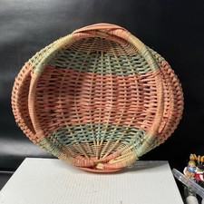 Cesta Ratan de palha de vime tecido vintage colorida boho sudoeste grande comprar usado  Enviando para Brazil