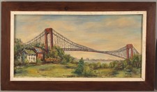 1964 Pintura de arte popular NOVA YORK Throgs Neck Bridge East River Long Island Sound comprar usado  Enviando para Brazil