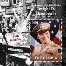 34. prezydent USA "Ike" DWIGHT D. EISENHOWER Arkusz znaczków (2015 Gambia) na sprzedaż  Wysyłka do Poland