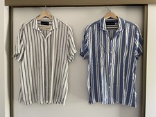 Usado, Camisas Abercrombie & Fitch rayon azul listra branca colarinho acampamento x2 médio Snyder comprar usado  Enviando para Brazil