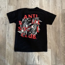 Camiseta masculina pequena clube social anti-social preta e vermelha Koi Garden comprar usado  Enviando para Brazil