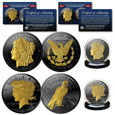Moedas de tributo MORAN & PEACE DOLLAR 1 OZ. Conjunto de 2 moedas de rutênio preto e ouro 24K comprar usado  Enviando para Brazil