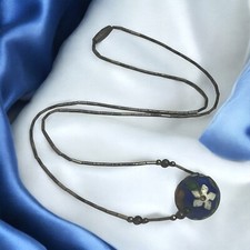 Colar de esterlina esmaltado vintage floral bola cloisonne azul verde contas 15"" comprar usado  Enviando para Brazil