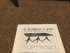 ANÚNCIO ANTIGO FORMIGA 3 5X8 H BLAIRMAN & SONS: MESA DE JANTAR DE MOGNO INGLÊS comprar usado  Enviando para Brazil