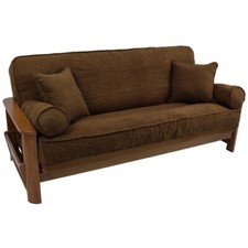 Capa futon de microfibra de pelúcia tamanho completo (20 cores) tubulação, 2 travesseiros, 2 bolsters comprar usado  Enviando para Brazil