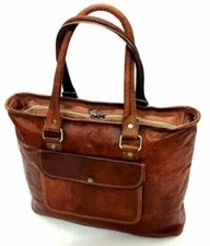 Feito À Mão Bolsa Vintage Couro Genuíno Marrom bolsa tote de ombro satchel comprar usado  Enviando para Brazil