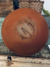 Antiguo Primitivo Enorme Tazón de Masa de Madera Original Pintura Roja Antigua Girado a Mano  segunda mano  Embacar hacia Mexico
