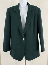 Blazer SAG HARBOR Vintage Deep Emerold Verde Lã Botão Único Tamanho 10, usado comprar usado  Enviando para Brazil