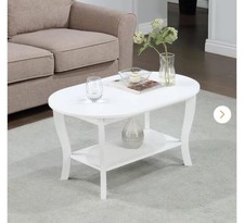 Usado, Mesa de centro Convenience Concepts 18" x 36" com prateleira oval estrutura de madeira maciça branca comprar usado  Enviando para Brazil