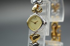 [Exc+5] SEIKO 1E20-5280 Coração 15mm Mostrador Dourado Pulseira Quartzo Relógio Feminino JAPÃO comprar usado  Enviando para Brazil