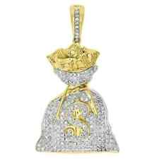 Pingente redondo de moissanita real 1,5 ct dólar americano bolsa de dinheiro folheado a ouro amarelo 14k comprar usado  Enviando para Brazil