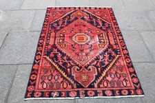Vintage Worn Hecho a Mano Tradicional Oriental Lana Rojo Negro Pequeño Tapete comprar usado  Enviando para Brazil