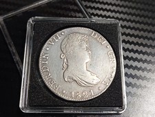 Peça de 8 reais MÉXICO Ferdinand VII 1821 Fernando moeda de prata colonial 26,9gr, usado comprar usado  Enviando para Brazil