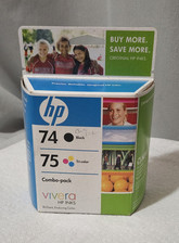 PACOTE DE CARTUCHO DE TINTA COLORIDA HP74 PRETO/HP75 - TINTAS HP VIVA FECHADAS comprar usado  Enviando para Brazil