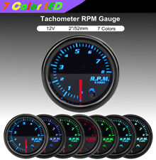 12V Metal 2" 52mm 7 cores de LED carro Digital Medidor De Medidor De Contagiros Tacômetro 0-8000RPM comprar usado  Enviando para Brazil