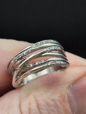 Lindo anel grosso multi cruzado prata 925 tamanho O 1/2 comprar usado  Enviando para Brazil