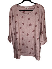 Blusa Cha Vente rosa com corações borgonha manga 3/4 gola redonda feminina nova sem etiquetas comprar usado  Enviando para Brazil